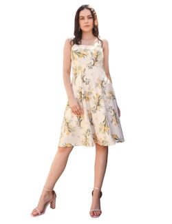 Women’s Fit & Flare Knee Length Dress- Medium Size